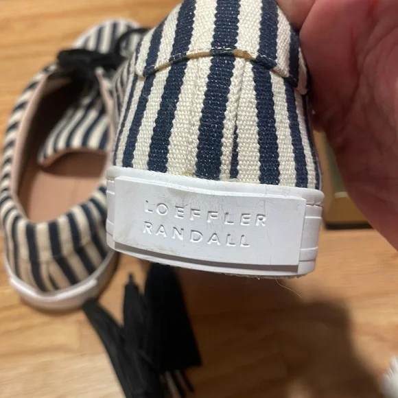Designer Loeffler Randall Logan Striped Canvas Sneaker w/leather tassles - Picture 8 of 9
